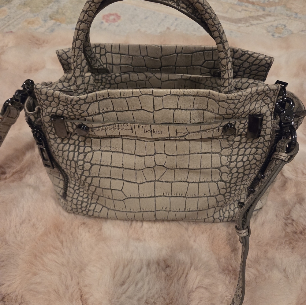 Botkier Croc-Embossed Handbag in Gray (Grey-cream color) - Picture 3 of 6